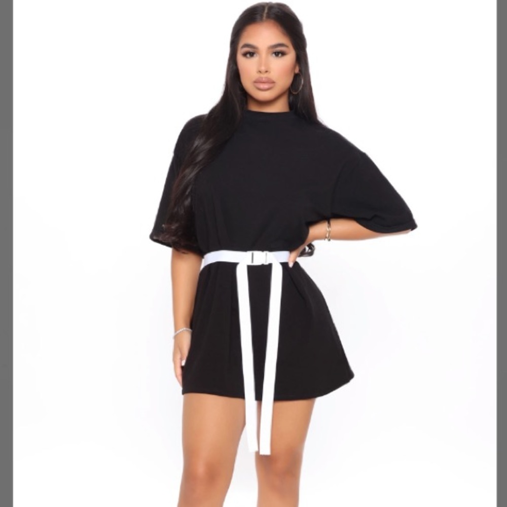 FN black oversized tshirt dress w/adjustable belt